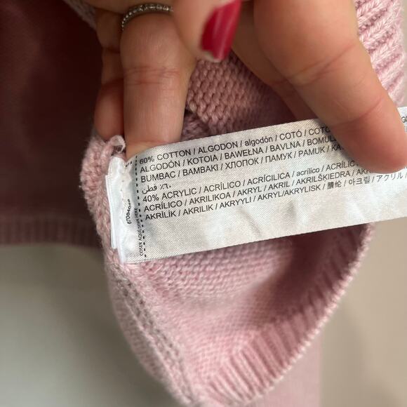 MANGO Pink Cropped Turtleneck Sweater Size M Soft Knit Cozy Cotton Blend - Picture 6 of 8